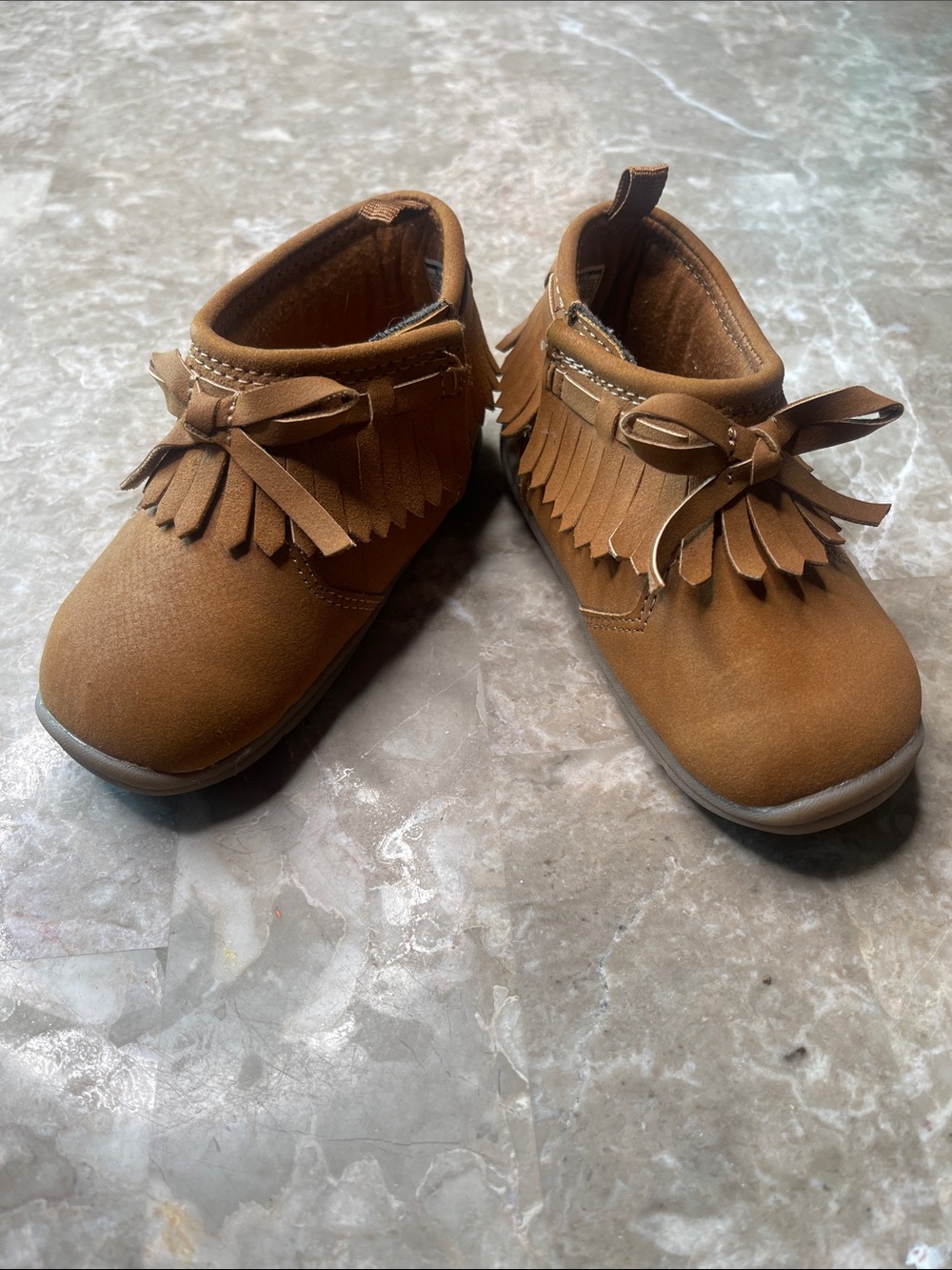 Carter's Tan Fringe Bow Moccasins for Kids